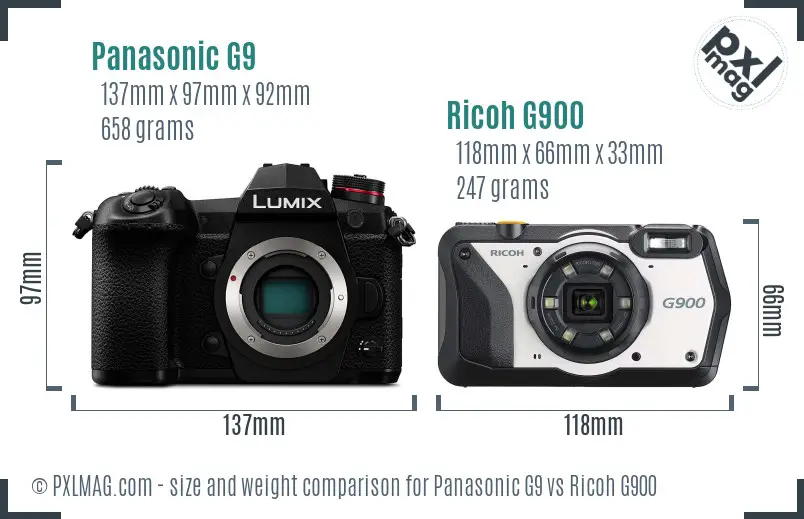 Panasonic G9 vs Ricoh G900 size comparison Panasonic G9 vs Ricoh G900 size comparison