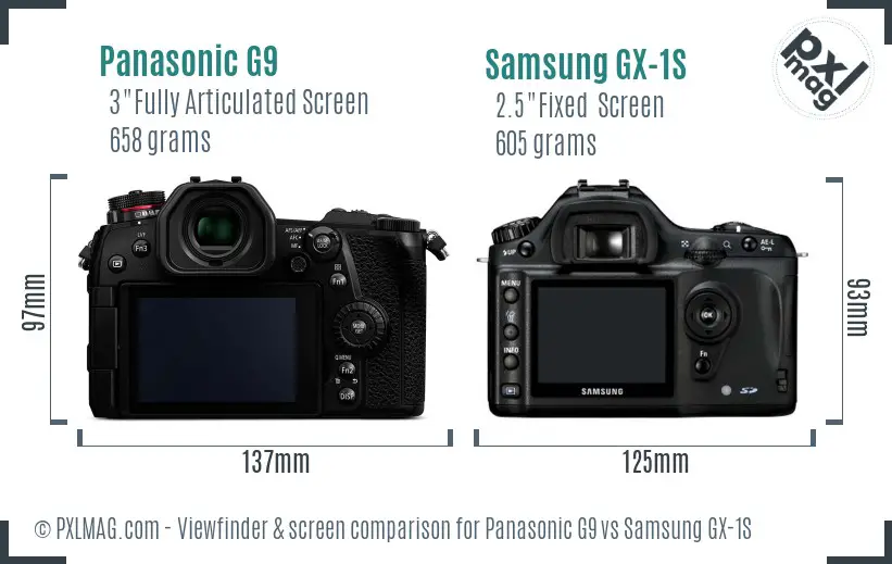 Panasonic G9 vs Samsung GX-1S Screen and Viewfinder comparison