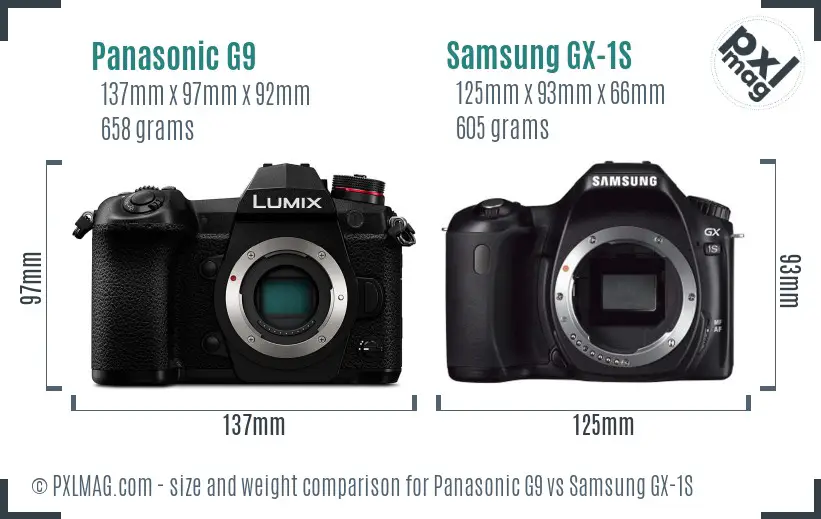 Panasonic G9 vs Samsung GX-1S size comparison