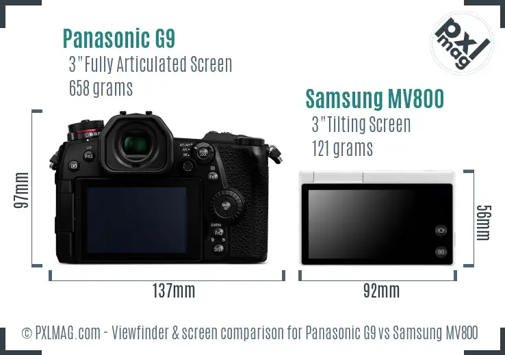 Panasonic G9 vs Samsung MV800 Screen and Viewfinder comparison