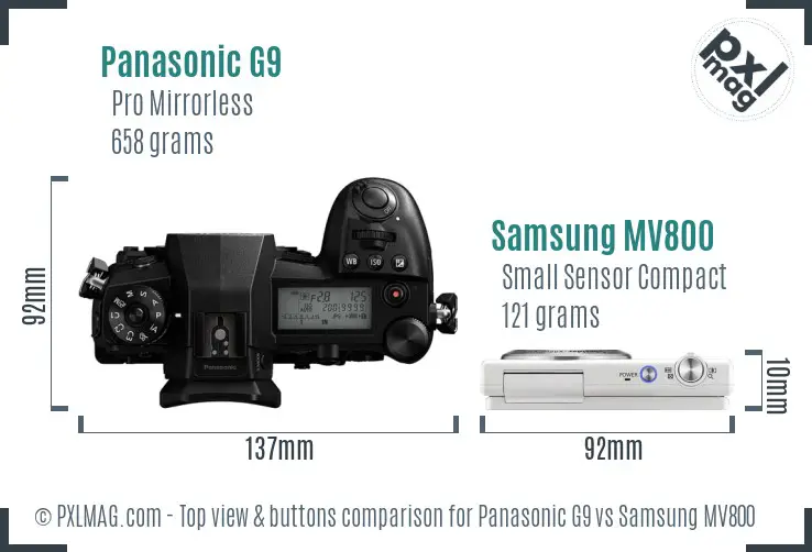 Panasonic G9 vs Samsung MV800 top view buttons comparison