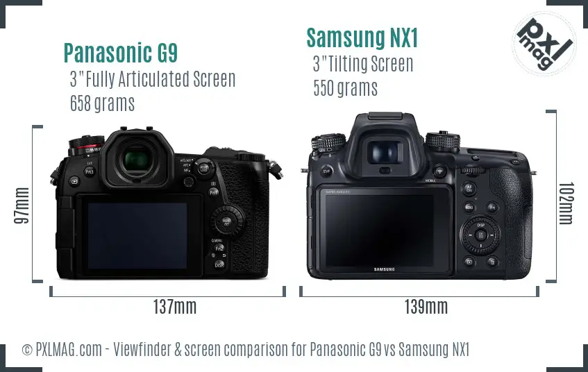 Panasonic G9 vs Samsung NX1 Screen and Viewfinder comparison