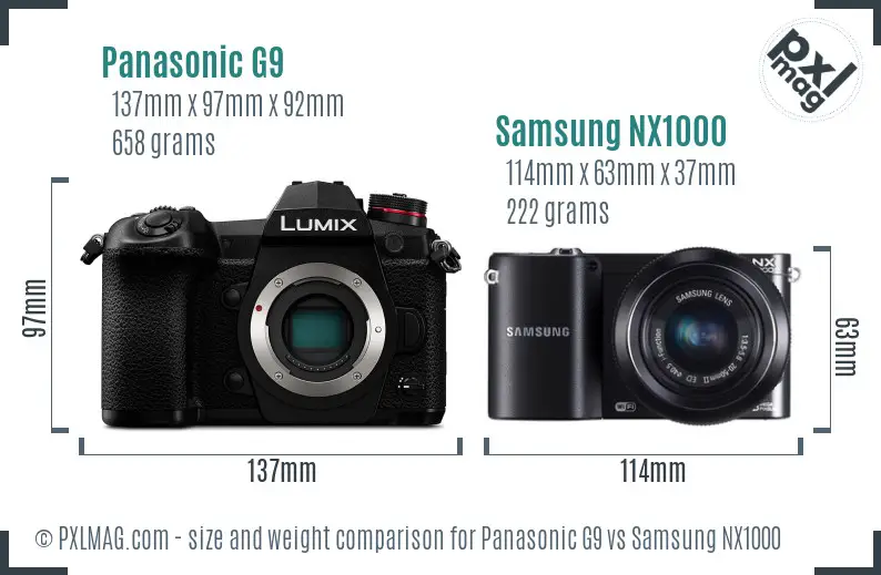 Panasonic G9 vs Samsung NX1000 size comparison Panasonic G9 vs Samsung NX1000 size comparison