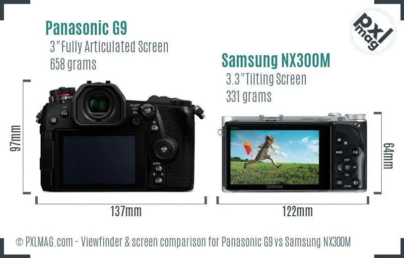 Panasonic G9 vs Samsung NX300M Screen and Viewfinder comparison