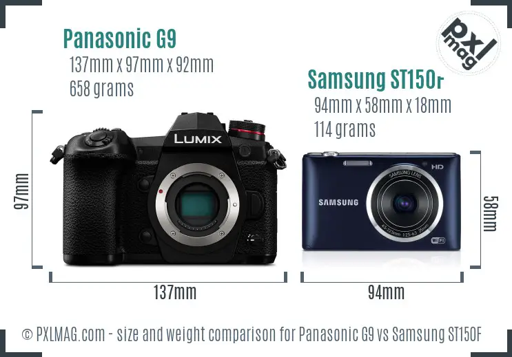 Panasonic G9 vs Samsung ST150F size comparison Panasonic G9 vs Samsung ST150F size comparison