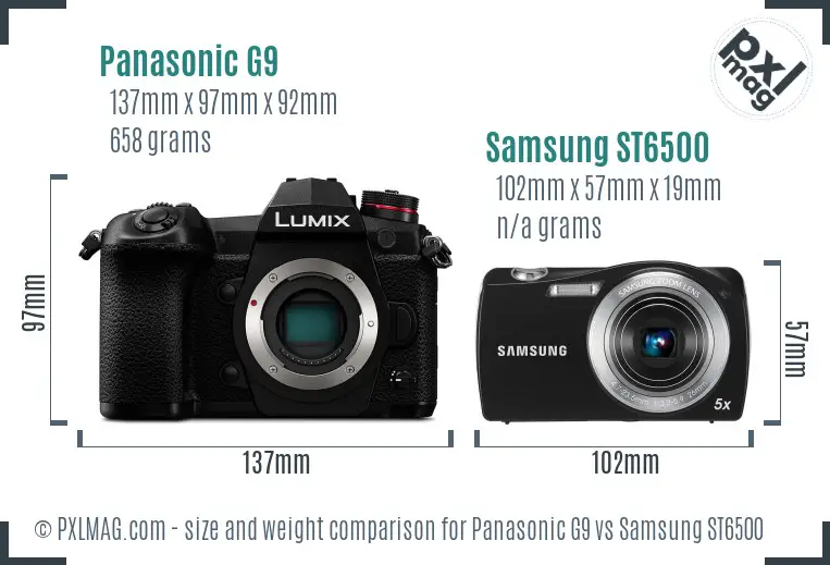Panasonic G9 vs Samsung ST6500 size comparison Panasonic G9 vs Samsung ST6500 size comparison