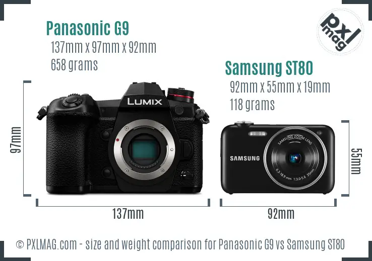 Panasonic G9 vs Samsung ST80 size comparison
