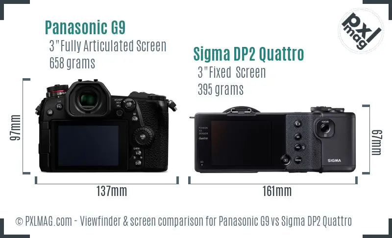 Panasonic G9 vs Sigma DP2 Quattro Screen and Viewfinder comparison