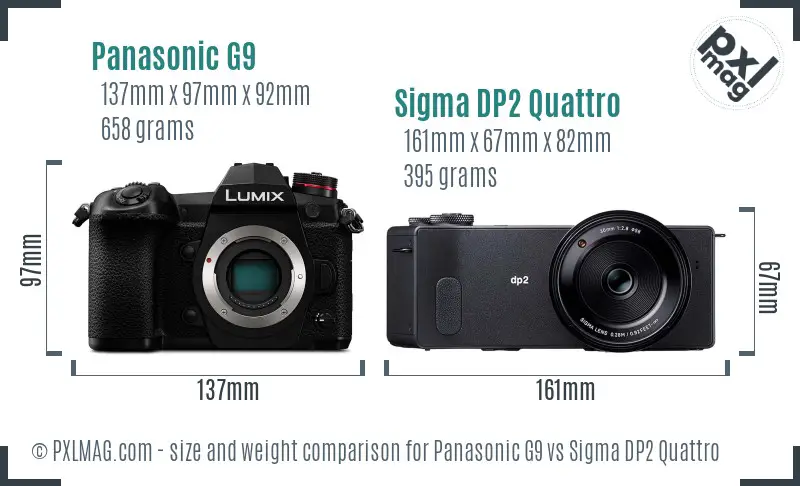 Panasonic G9 vs Sigma DP2 Quattro size comparison