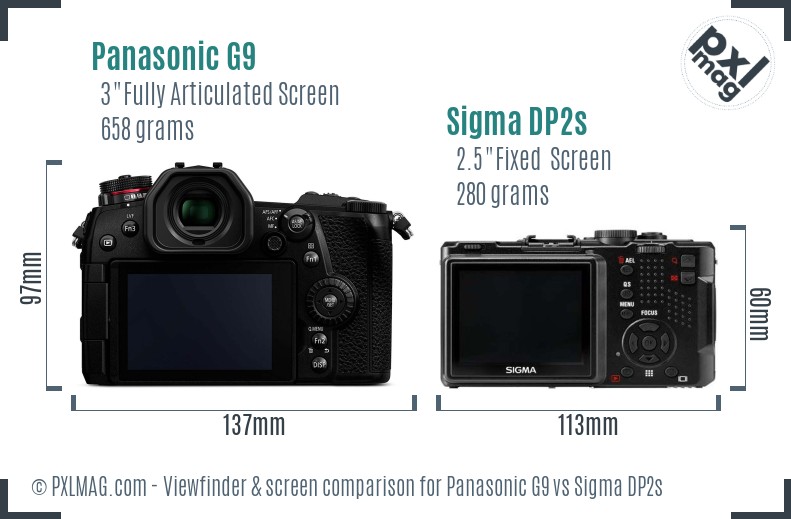 Panasonic G9 vs Sigma DP2s Screen and Viewfinder comparison