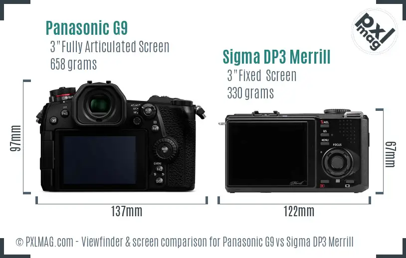 Panasonic G9 vs Sigma DP3 Merrill Screen and Viewfinder comparison Panasonic G9 vs Sigma DP3 Merrill Screen and Viewfinder comparison