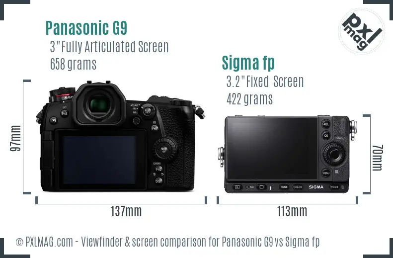 Panasonic G9 vs Sigma fp Screen and Viewfinder comparison