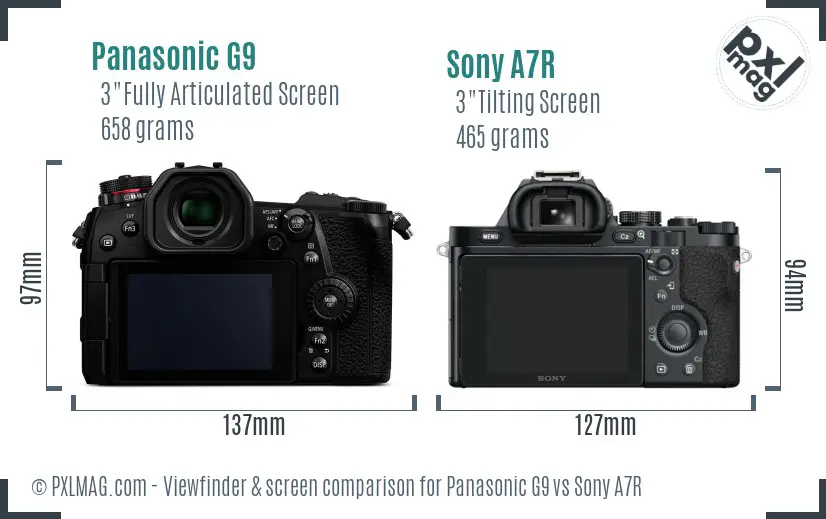 Panasonic G9 vs Sony A7R Screen and Viewfinder comparison