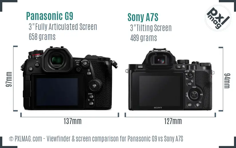 Panasonic G9 vs Sony A7S Screen and Viewfinder comparison