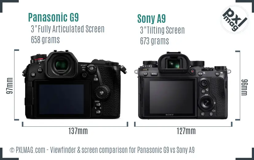 Panasonic G9 vs Sony A9 Screen and Viewfinder comparison
