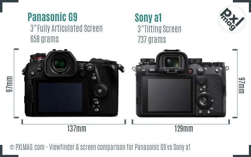 Panasonic G9 vs Sony a1 Screen and Viewfinder comparison