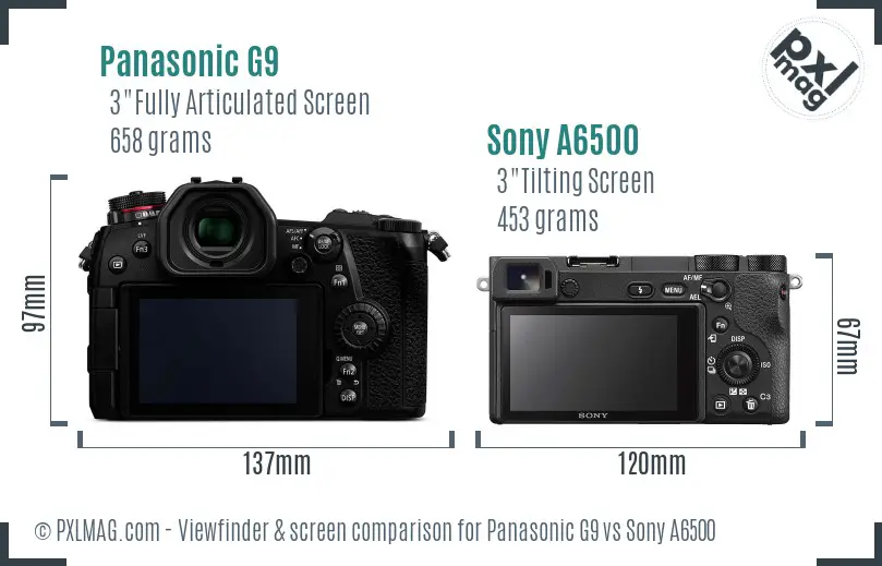 Panasonic G9 vs Sony A6500 Screen and Viewfinder comparison