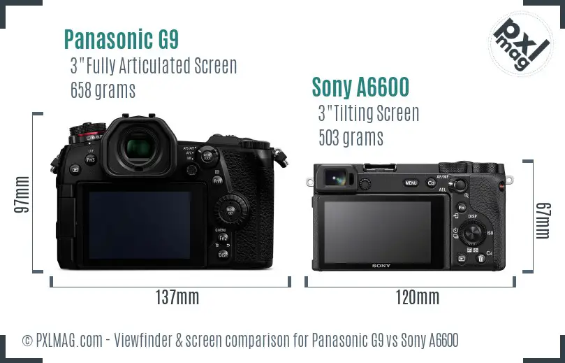 Panasonic G9 vs Sony A6600 Screen and Viewfinder comparison