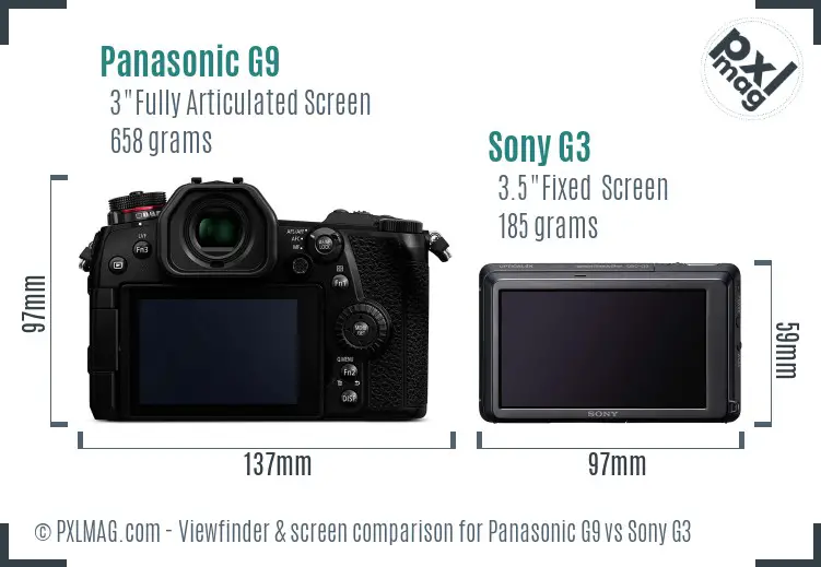 Panasonic G9 vs Sony G3 Screen and Viewfinder comparison