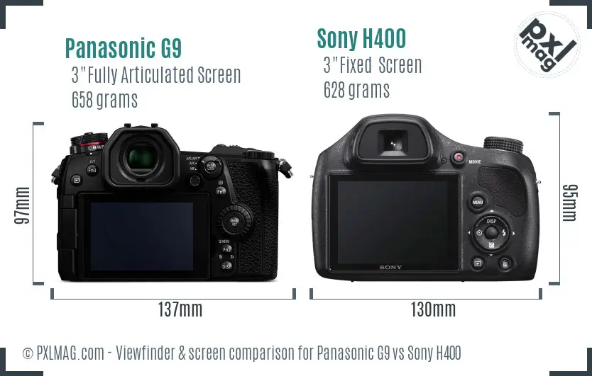 Panasonic G9 vs Sony H400 Screen and Viewfinder comparison