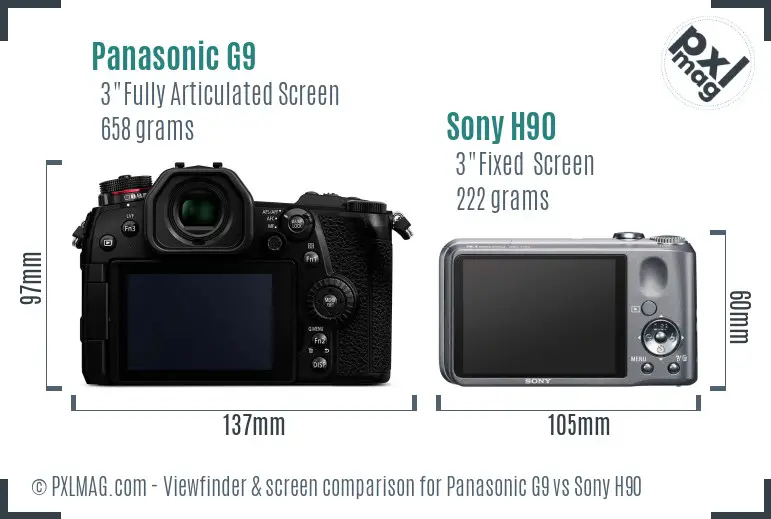 Panasonic G9 vs Sony H90 Screen and Viewfinder comparison
