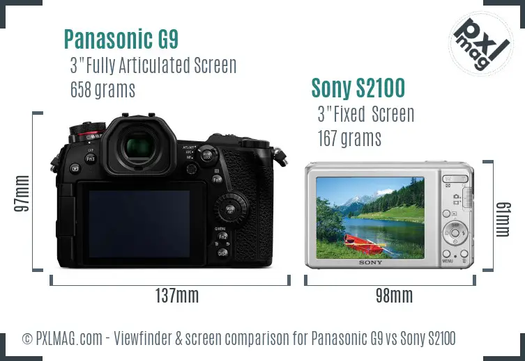 Panasonic G9 vs Sony S2100 Screen and Viewfinder comparison