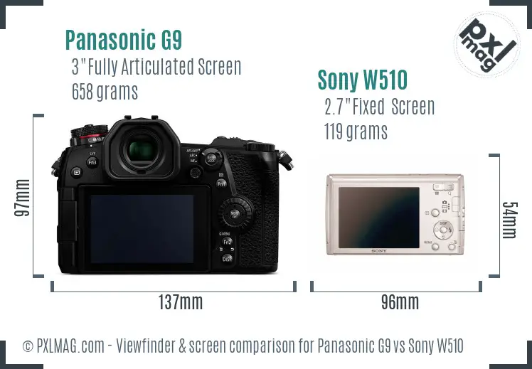 Panasonic G9 vs Sony W510 Screen and Viewfinder comparison Panasonic G9 vs Sony W510 Screen and Viewfinder comparison