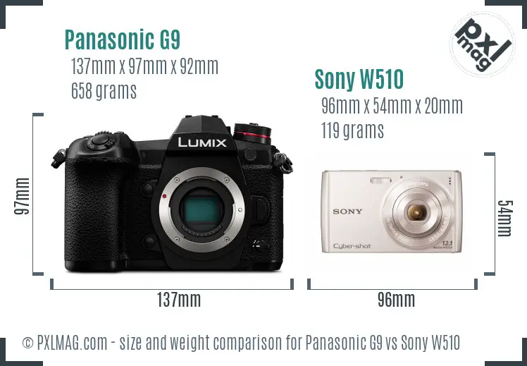 Panasonic G9 vs Sony W510 size comparison Panasonic G9 vs Sony W510 size comparison