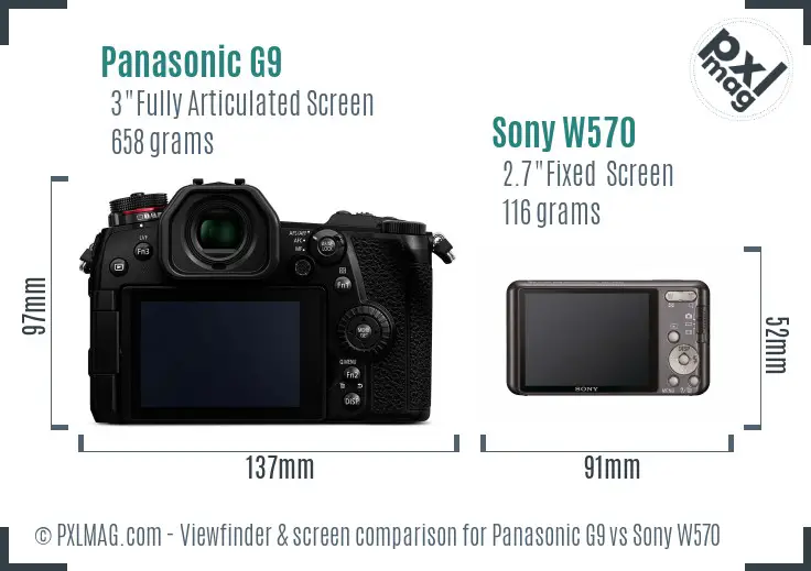 Panasonic G9 vs Sony W570 Screen and Viewfinder comparison