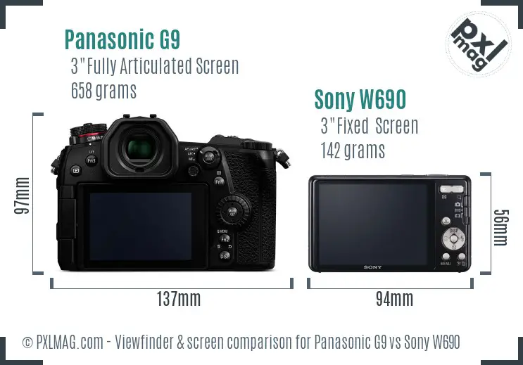 Panasonic G9 vs Sony W690 Screen and Viewfinder comparison