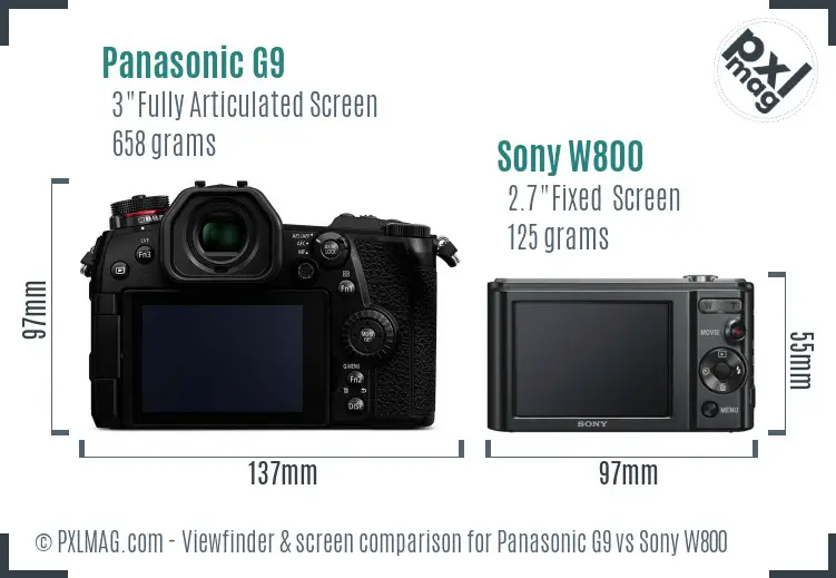 Panasonic G9 vs Sony W800 Screen and Viewfinder comparison