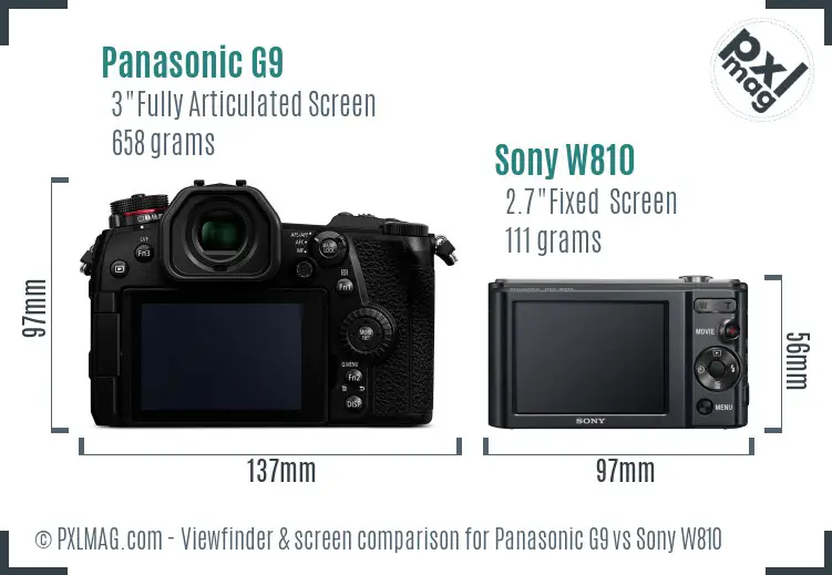 Panasonic G9 vs Sony W810 Screen and Viewfinder comparison