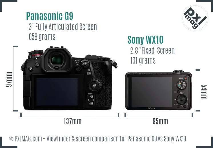 Panasonic G9 vs Sony WX10 Screen and Viewfinder comparison