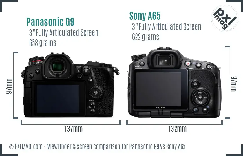Panasonic G9 vs Sony A65 Screen and Viewfinder comparison