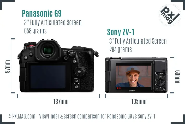 Panasonic G9 vs Sony ZV-1 Screen and Viewfinder comparison