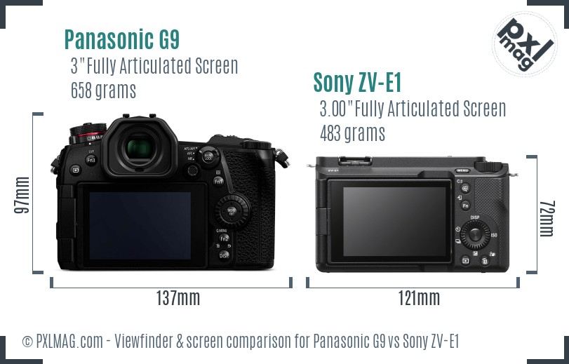 Panasonic G9 vs Sony ZV-E1 Screen and Viewfinder comparison