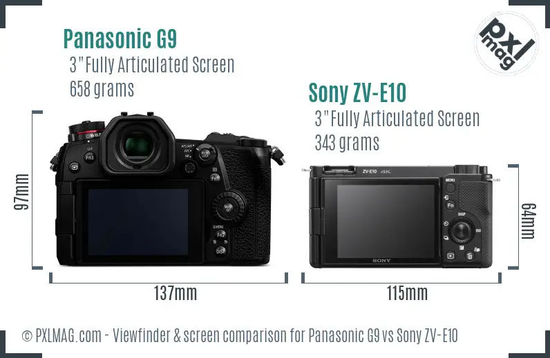 Panasonic G9 vs Sony ZV-E10 Screen and Viewfinder comparison Panasonic G9 vs Sony ZV-E10 Screen and Viewfinder comparison