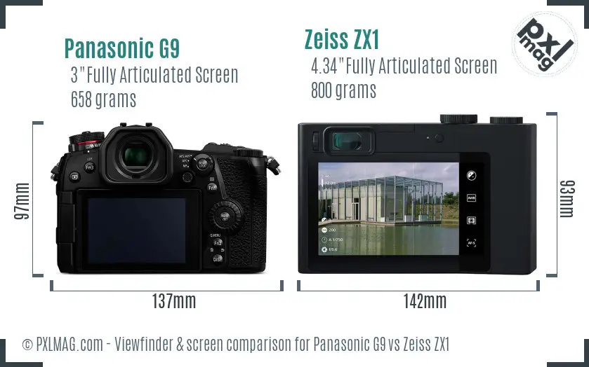Panasonic G9 vs Zeiss ZX1 Screen and Viewfinder comparison