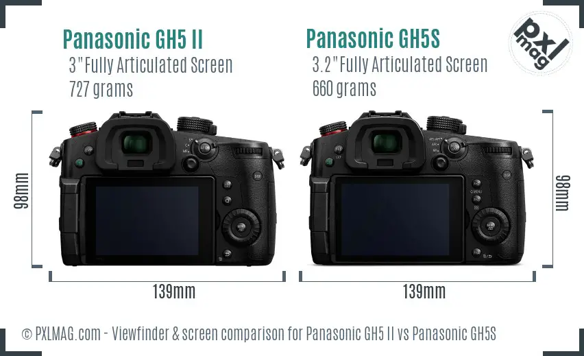 Panasonic GH5 II vs Panasonic GH5S Screen and Viewfinder comparison