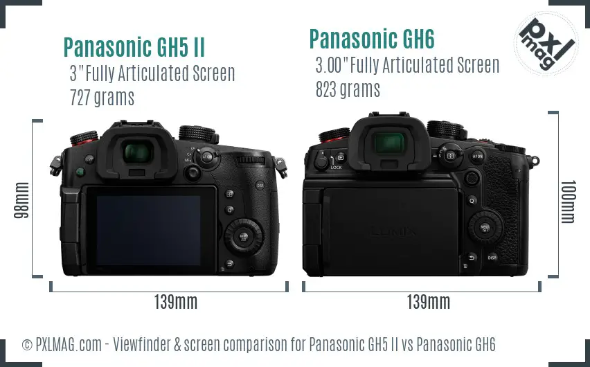 Panasonic GH5 II vs Panasonic GH6 Screen and Viewfinder comparison