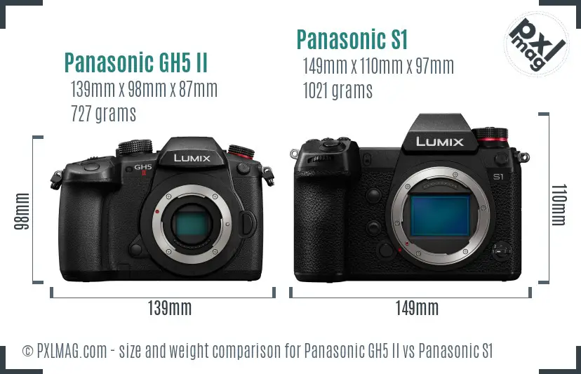Size comparison: Panasonic GH5 II vs Panasonic S1