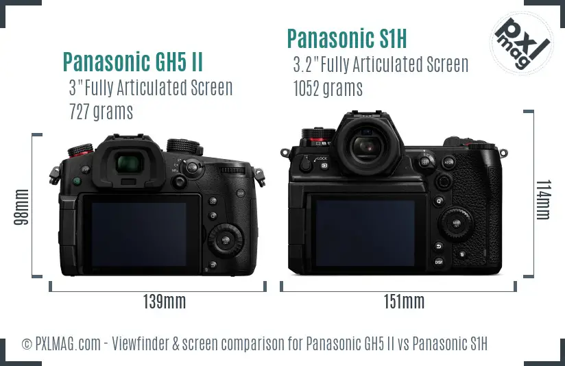 Panasonic GH5 II vs Panasonic S1H Screen and Viewfinder comparison Panasonic GH5 II vs Panasonic S1H Screen and Viewfinder comparison