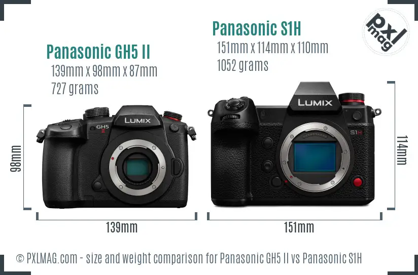 Panasonic GH5 II vs Panasonic S1H size comparison Panasonic GH5 II vs Panasonic S1H size comparison