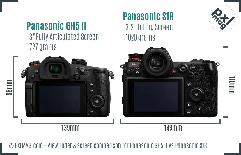 Panasonic GH5 II vs Panasonic S1R Screen and Viewfinder comparison