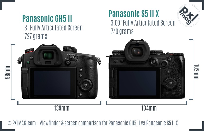 Panasonic GH5 II vs Panasonic S5 II X Screen and Viewfinder comparison