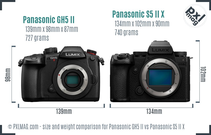 Panasonic GH5 II vs Panasonic S5 II X size comparison