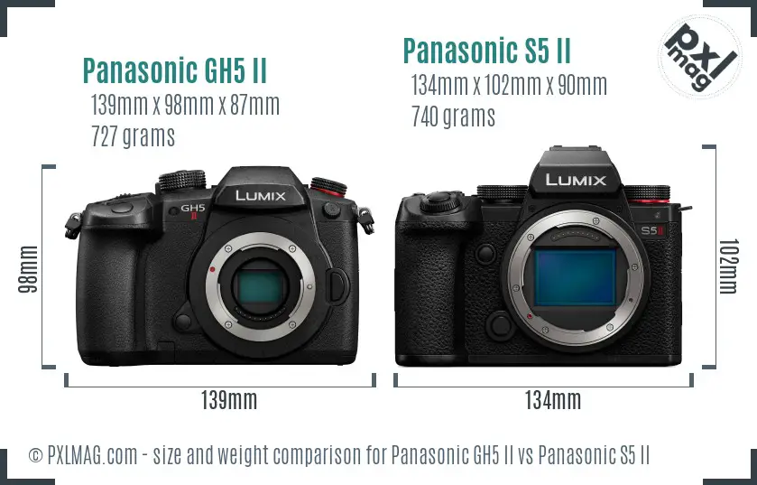 Panasonic GH5 II vs Panasonic S5 II size comparison