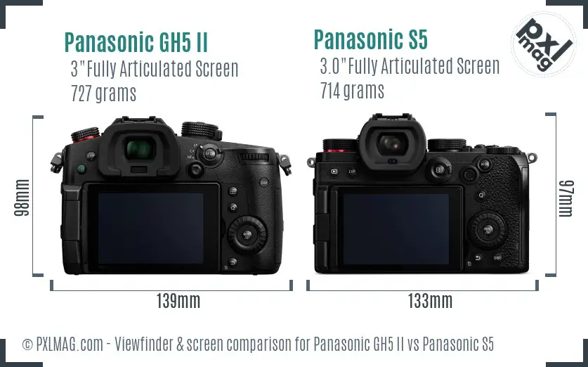 Panasonic GH5 II vs Panasonic S5 Screen and Viewfinder comparison