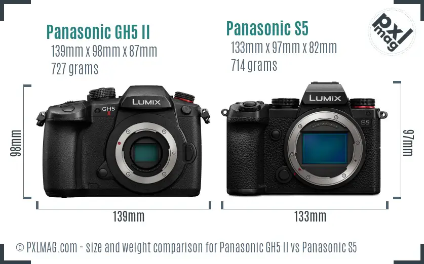 Panasonic GH5 II vs Panasonic S5 size comparison