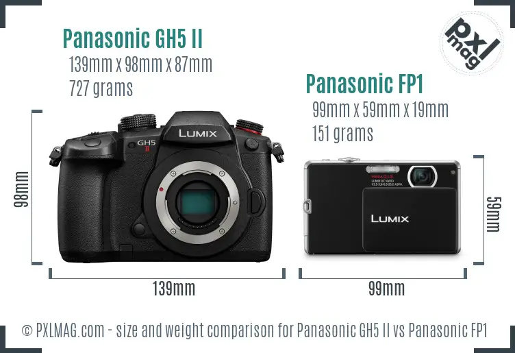 Panasonic GH5 II vs Panasonic FP1 size comparison